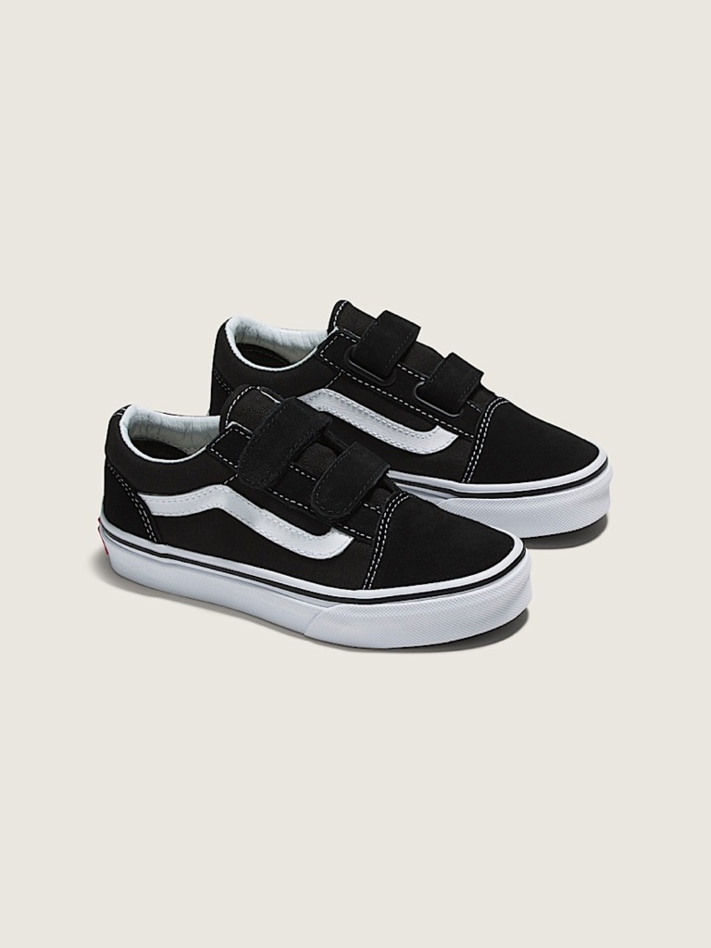 Vans Kids Classic Old Skool Velcro Sneakers - Black/White Unisex Girl Boy Skater